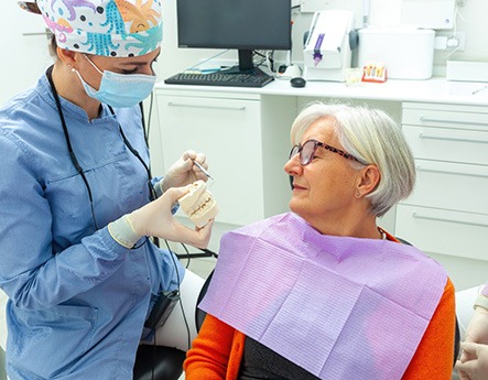 Dentist and patient talking during consultation