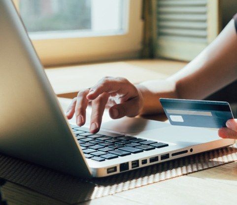 Woman using a credit card