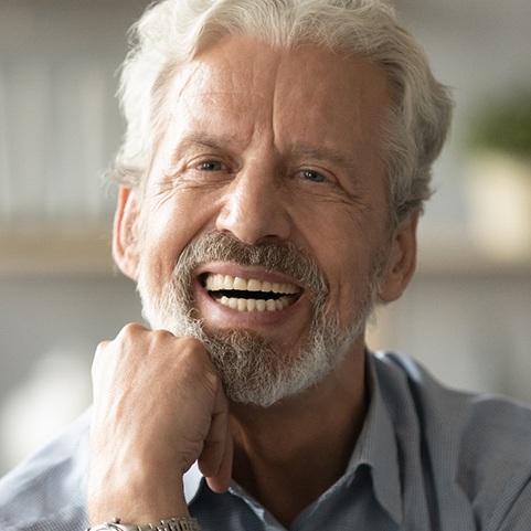 closeup of man smiling 